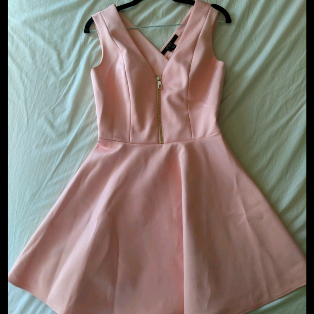 Guess Pink Sleeveless Midi Dress with Front Zip